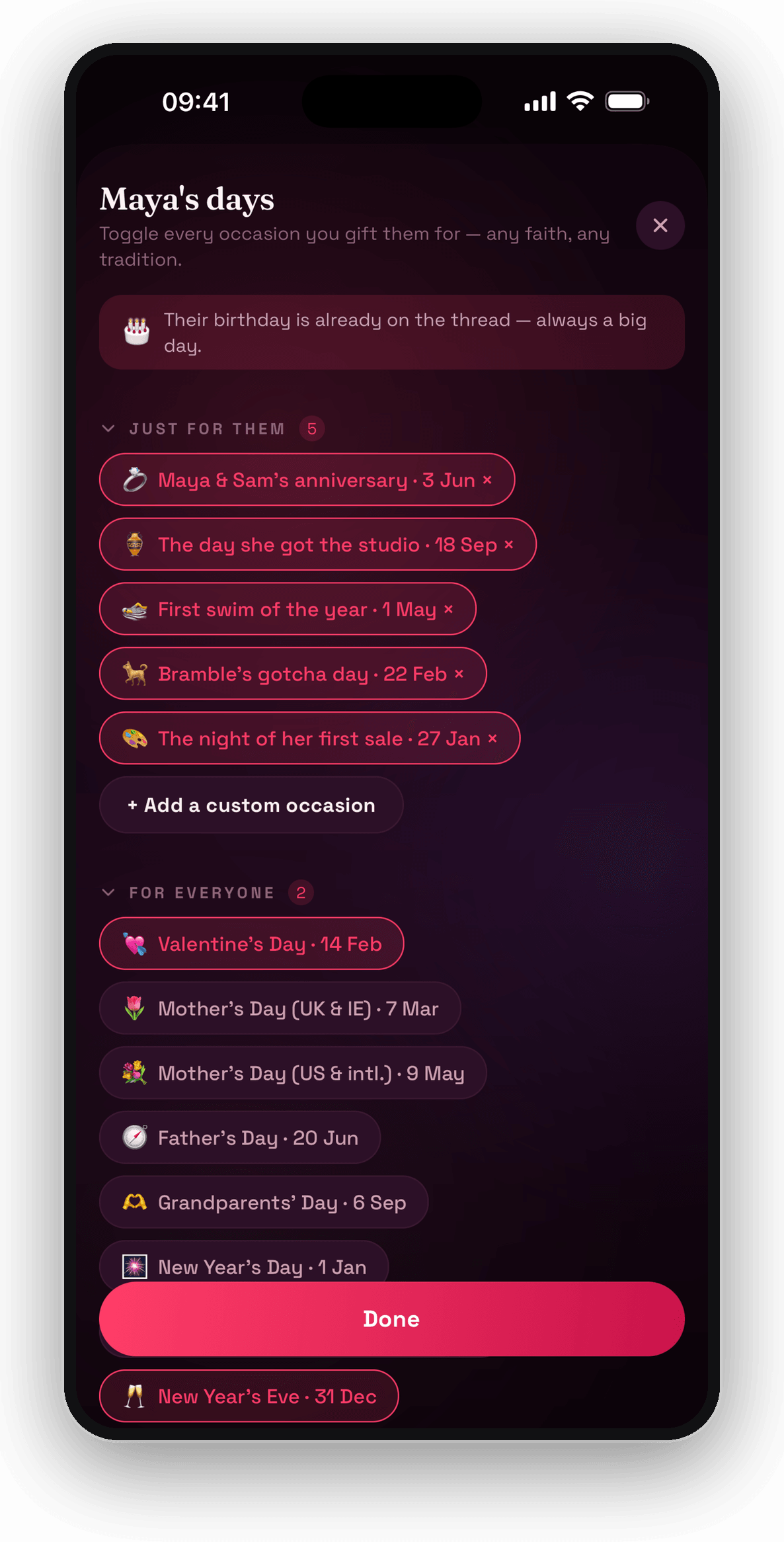 Gift It: Only the days you actually mark